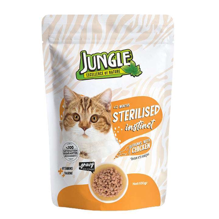 Jungle Adult Sterilised Chicken Pouch Wet Food vital pet care